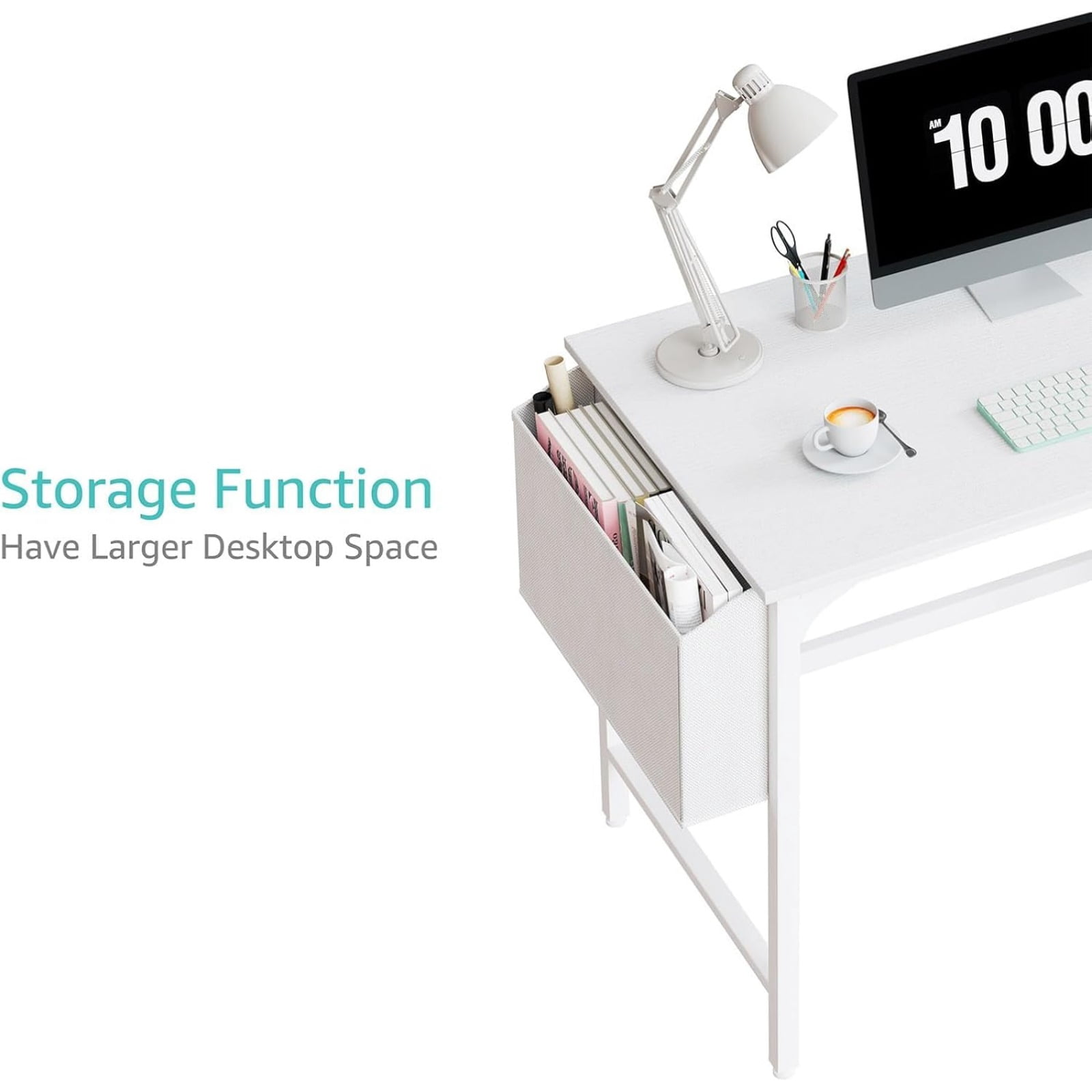 JEZWX 40" White Small Desk with Drawers for Home Office