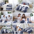 thumbnail image 5 of 3 Piece Navy Blue Duvet Cover Set Queen Size, Microfiber Comforter/Quilt Cover with Corner Ties and 2 Pillowcases, Modern Moire Abstract Ripple Geometric All Season Soft Bedding with Zipper Closure, 5 of 8