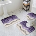 thumbnail image 3 of Purple Ripple Bathroom Rugs Set Purple Gradient Non Slip Absorbent Soft Bath Mats 3 Piece Set with Bathroom Rug, U-Shaped Floor Mat, Toilet Seat Cover Small Size, 3 of 9