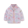 thumbnail image 3 of WIBACKER 1-6T Toddler Girls Polar Fleece Warm Jacket Baby Girls Spring Fall Zip-up Lightweight Long Sleeve Coat for Kids - Purple Love Heart, 3 of 4