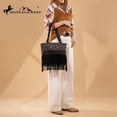 thumbnail image 7 of Montana West Western Fringe Tote Bag for Women Aztec Tooled Embroidery Shoulder Handbag, Black, 7 of 7