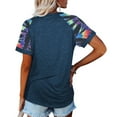 thumbnail image 3 of CHGBMOK Hauts de Printemps Grande Taille pour Femmes Hauts Aguichant Col Rond Imprimé Patchwork Manches Courtes T-Shirt Blouse Été Plage Hauts en Liquidation, 3 of 8
