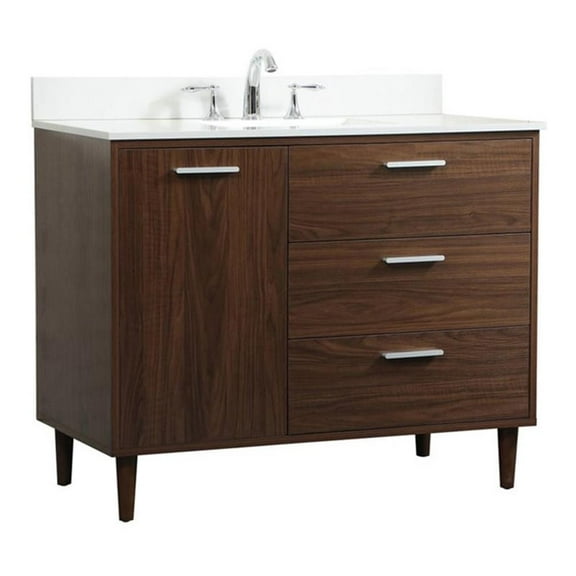 42 inch bathroom vanity in Walnut with backsplash