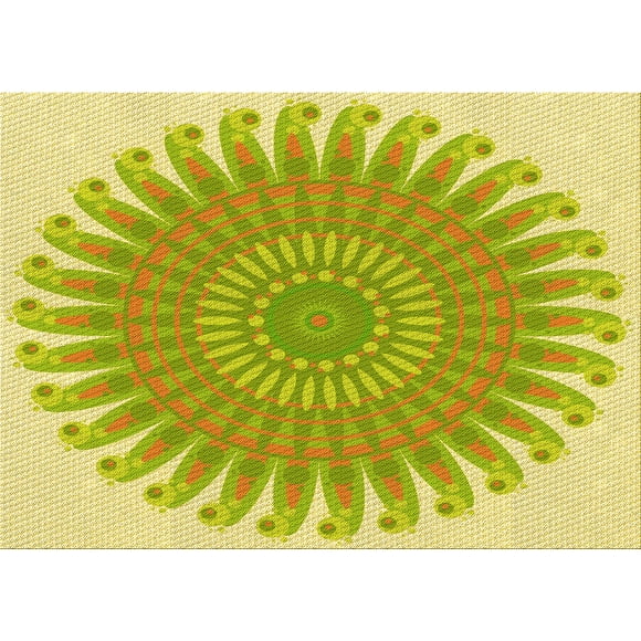 Ahgly Company Machine Washable Indoor Rectangle Transitional Bold Yellow Area Rugs, 7' x 10'