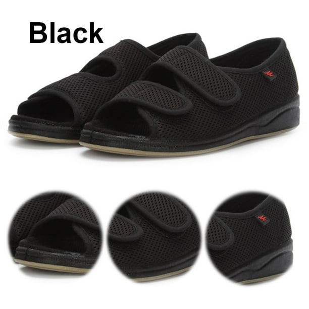 Sandalias Anchas para Con Punta Abierta Zapatos Diabéticos Mujeres Cierre Transpirable Ajustable Personas Mayores Artritis