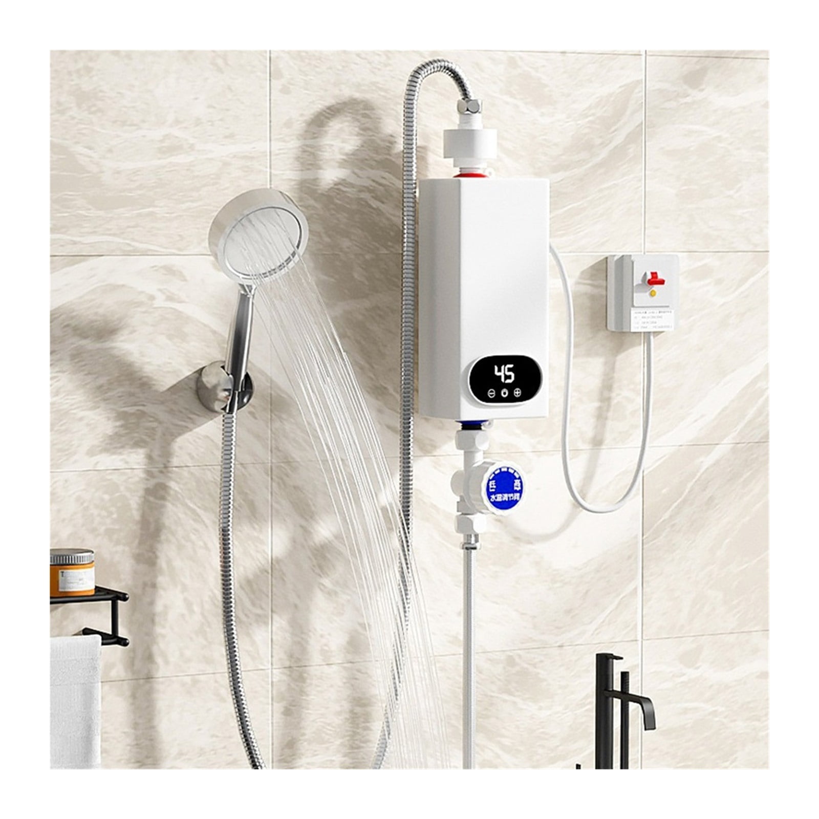 5500W Tankless Water Heater Electric Electric Water Heater Digital Display Instant Hot Water Heater LCD Touch Screen ,Compact Design