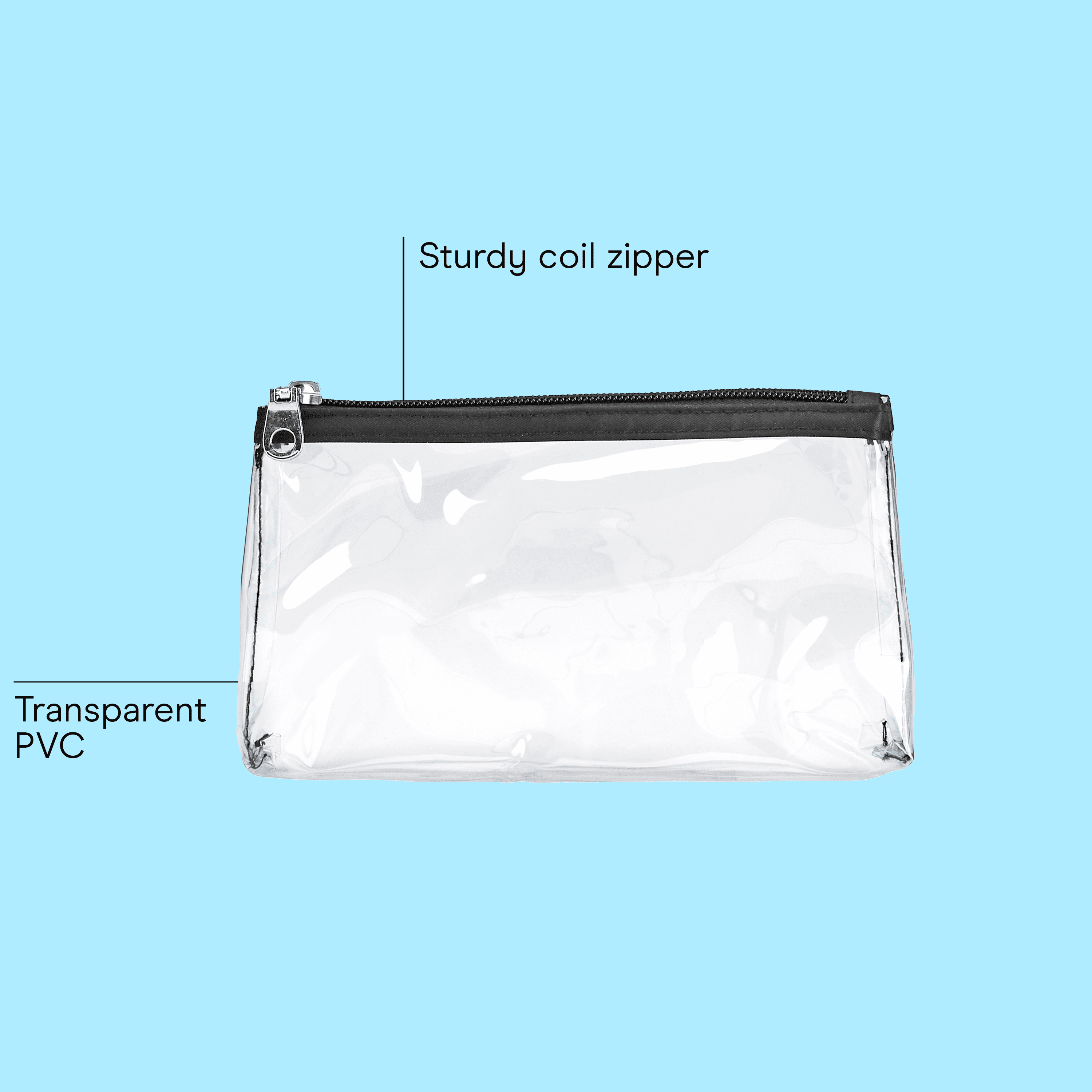 Conair Clear Travel Makeup Clutch, Transparent Pink or Black PVC Zippered Organizer