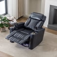 thumbnail image 3 of Oufan 270°Power Swivel Recliner,Leather Home Theater Seating With Hidden Arm Storage and LED Light Strip,Cup Holder,360° Swivel Tray Table,and Cell Phone Holder,Soft Living Room Chair, Blue, 3 of 9