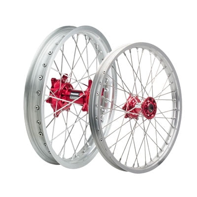 Impact Complete Front/Rear Wheel Kit 1.60 x 21/2.15 x 19 Silver Rim/Silver Spoke/Red Hub for Honda CR250R 2002-2007