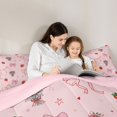 thumbnail image 4 of spefrowx Coquette Style Strawberry Print Twin Comforter Sets for Girls, Pink Bow Flower Bedding Set, Pink Reversible, 2-Piece, 1 Comforter and 1 Pillowcase, 4 of 6