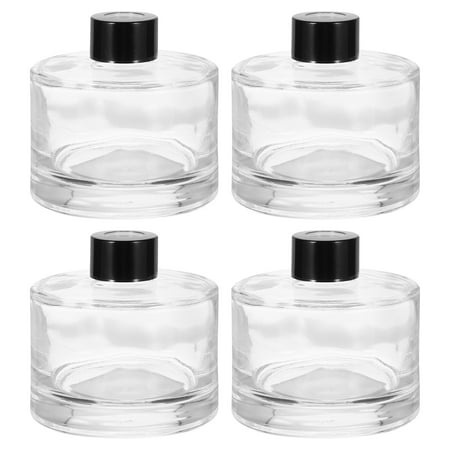 Uxcell 4Pcs 200ml/6.8oz Empty Glass Diffuser Bottle 3.2 x 3.3 Refillable Fragrance Accessory for Replace Reed Diffuser