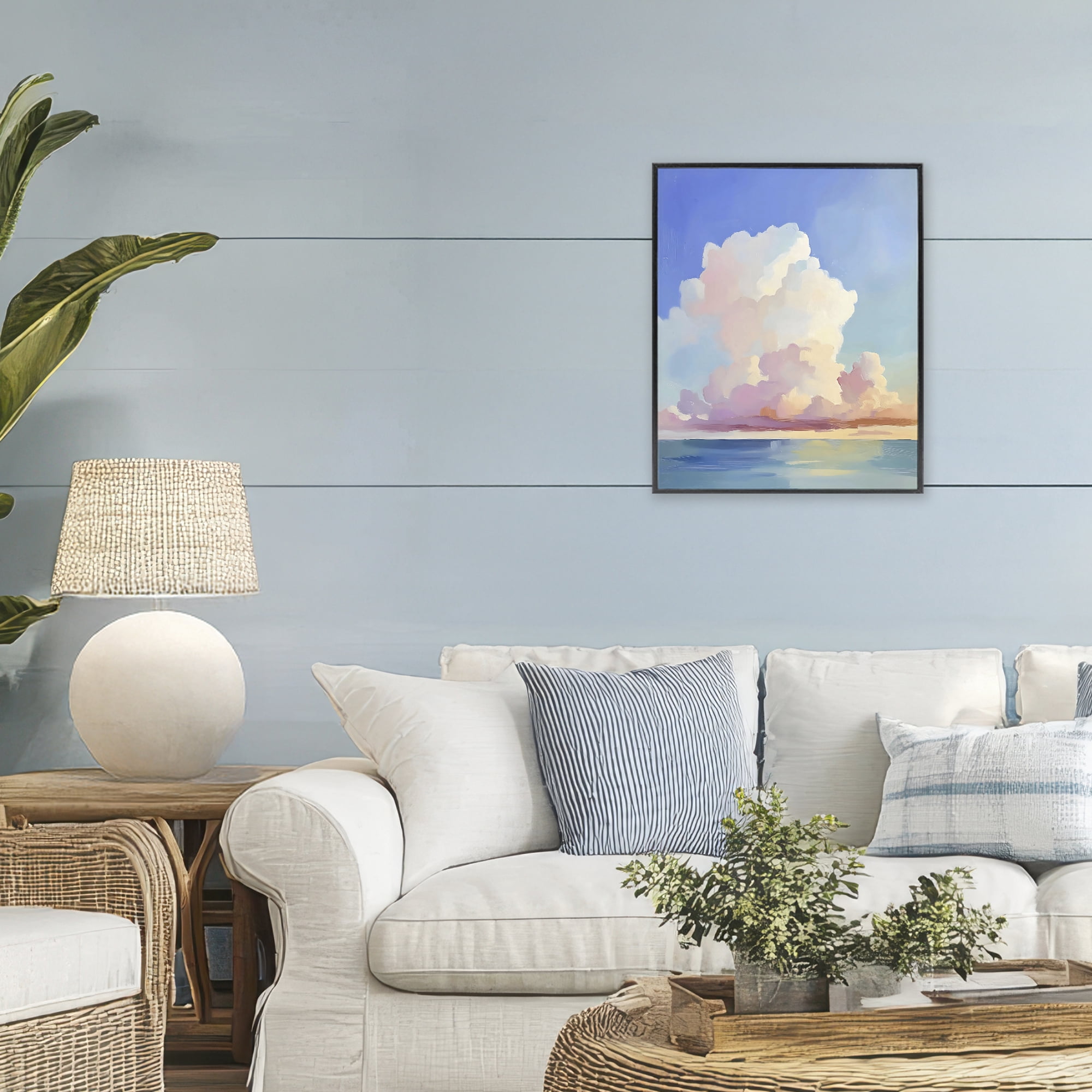 Stupell Industries Dreamy Pastel Clouds over Sea Black Framed Giclee Art, design by The Prints Vibe