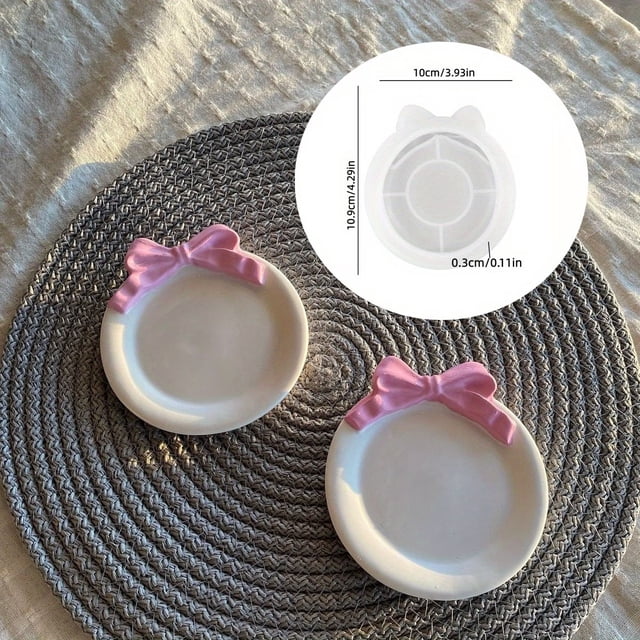 Bandeja de almacenamiento Circular con lazo, molde de silicona for resina y yeso, almacenamiento de joyería Universal, decoración de escritorio, 1 ud.