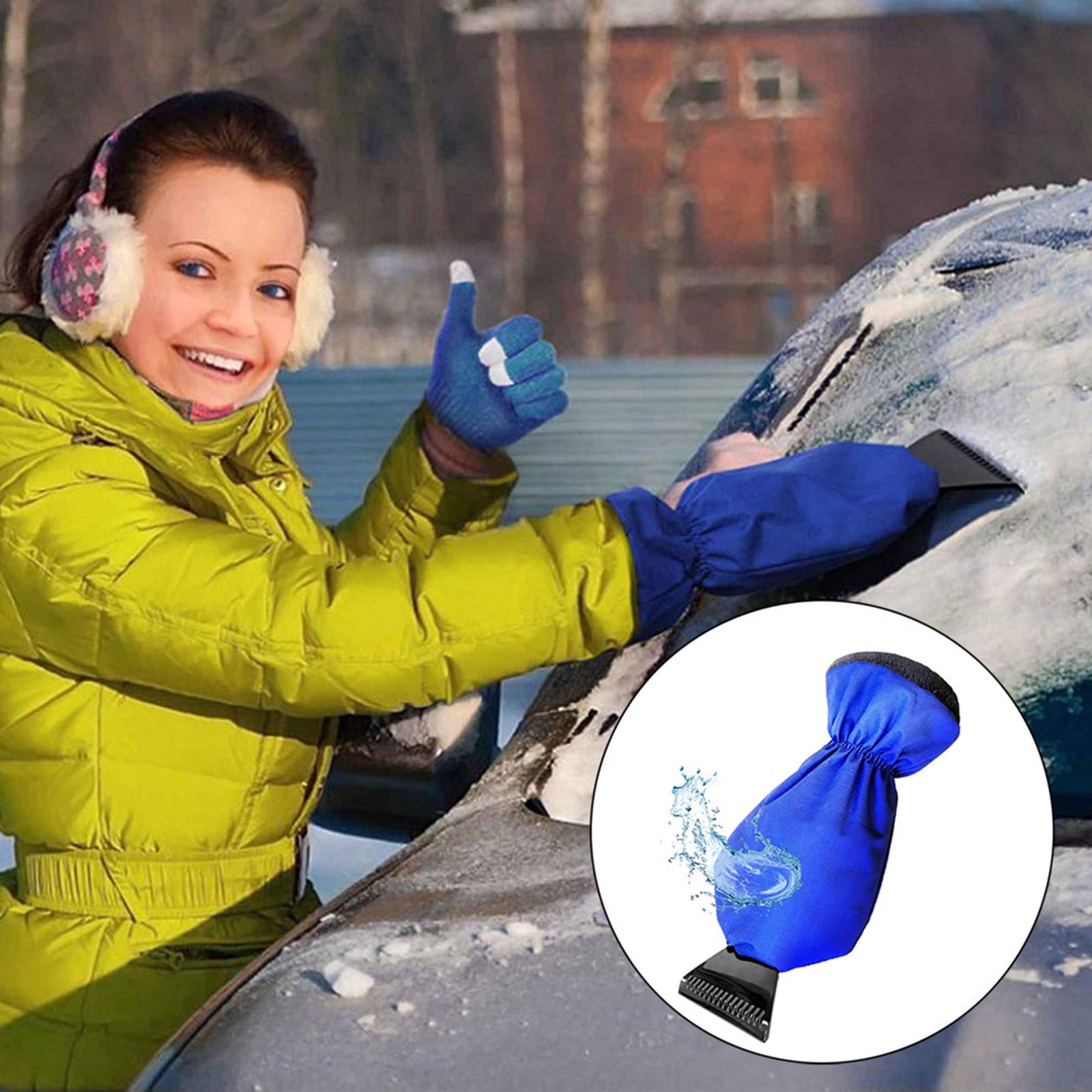 Agiferg Car Vehicle Durable Warm Gloves Scraper Snow Ice Brush