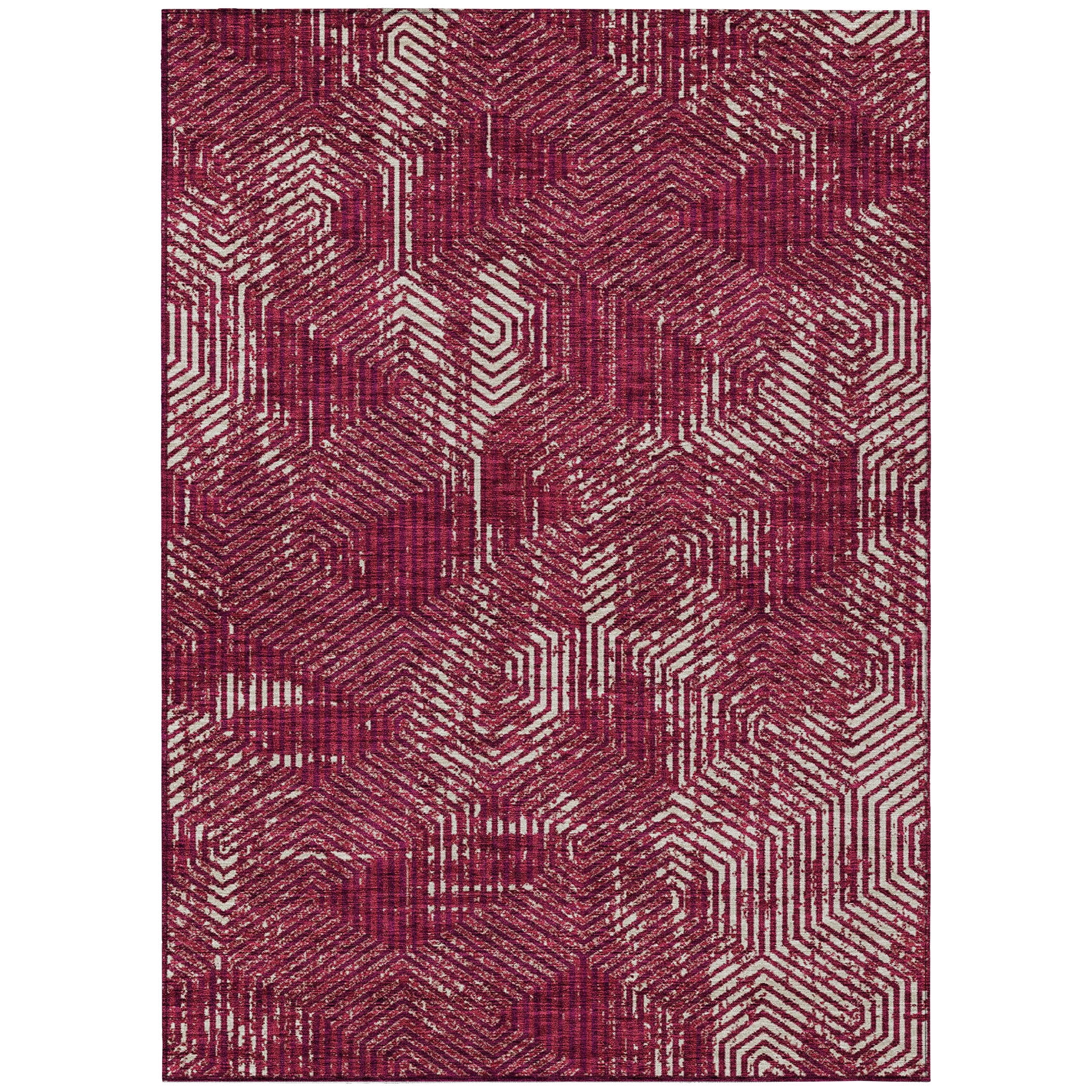 Addison Rugs Chantille Indoor/Outdoor Transitional Geometric Burgundy Washable Rectangle Rug, 2'6" x 3'10"