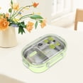 thumbnail image 3 of Contenedor de comida portátil Bento Box de acero inoxidable 304 de 650 ml, a prueba de fugas, para estudiantes y niños, color verde, 3 of 11