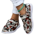 thumbnail image 6 of Holiday Low Top Walking Shoes For Women Halloween Ghost Pumpkin Print Elastic Lace Up Flat Canvas Casual Footwear Red 41, 6 of 7