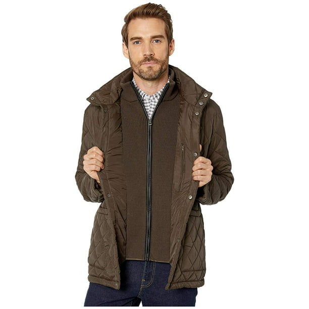 Cole Haan - Cole Haan Diamond Quilted Jacket w/ Knit Bib Olive ...