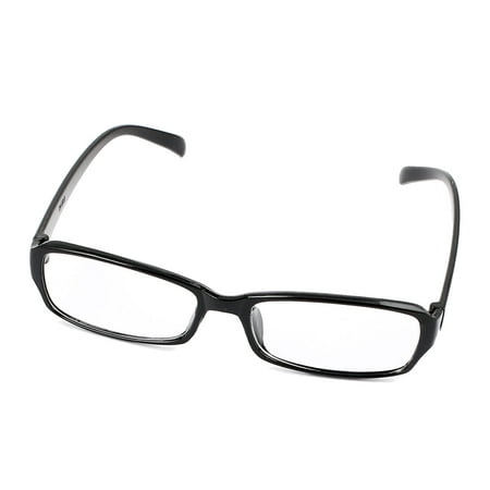Lady Man Plastic Frame Clear Lens Plain Plano Glasses Eyeglasses Black