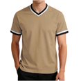 thumbnail image 2 of Men's Short Sleeve V Neck T-Shirt Athletic Mesh Performance Workout Tops Striped Quick Dry Moisture Wicking Tee Breathable Jersey Style Fitness Shirt for Jogging, 2 of 7