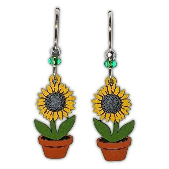 POTTED SUNFLOWER Hypo-Allergenic Earrings, Sterling Silver Plated, by Sienna Sky