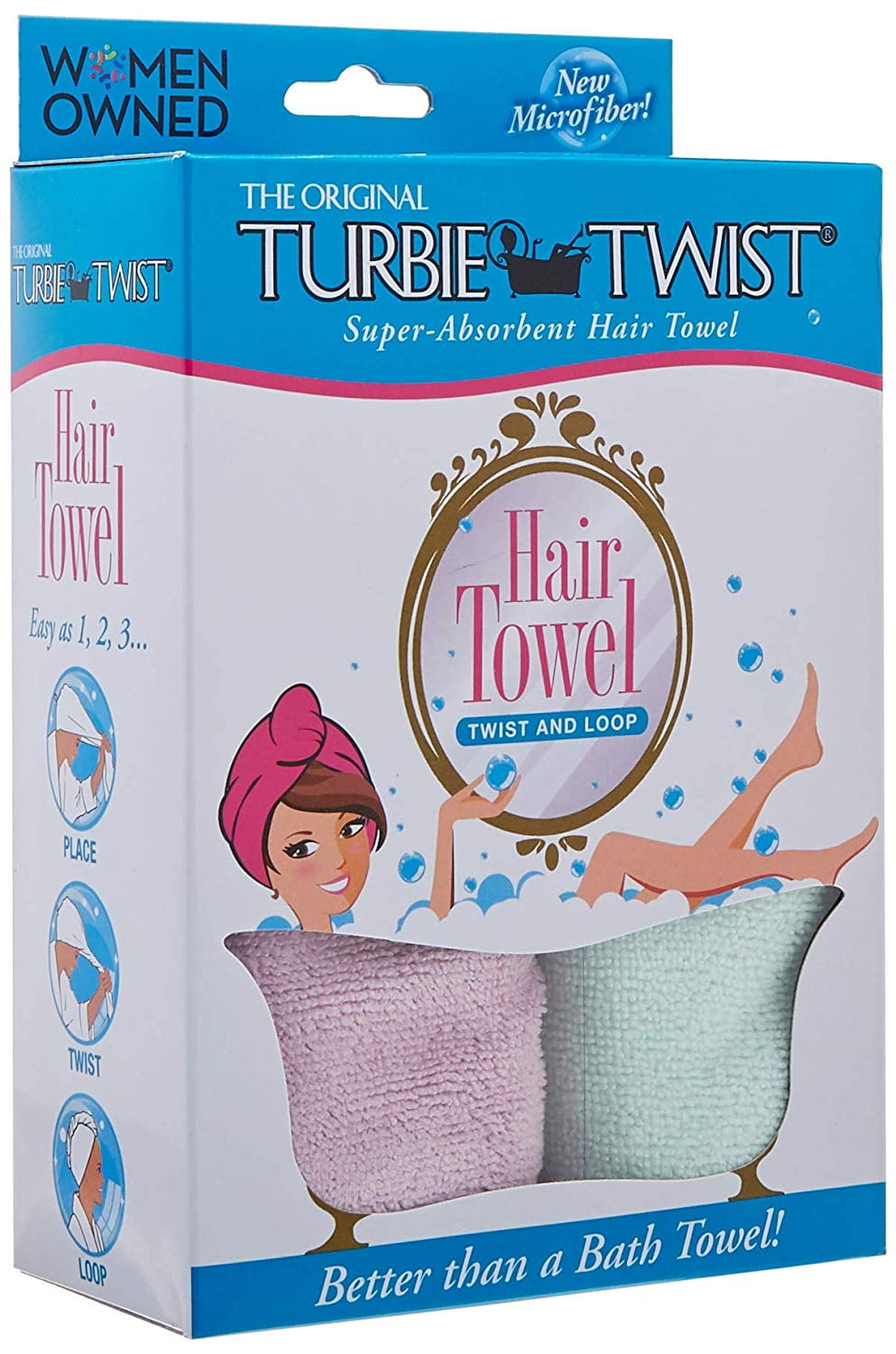 Turbie Twist Microfiber Hair Towel Wrap Single Pack – The Original Microfib... 