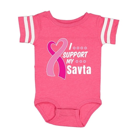 

Inktastic Breast Cancer Awareness I Support My Savta with Pink Ribbon Gift Baby Boy or Baby Girl Bodysuit