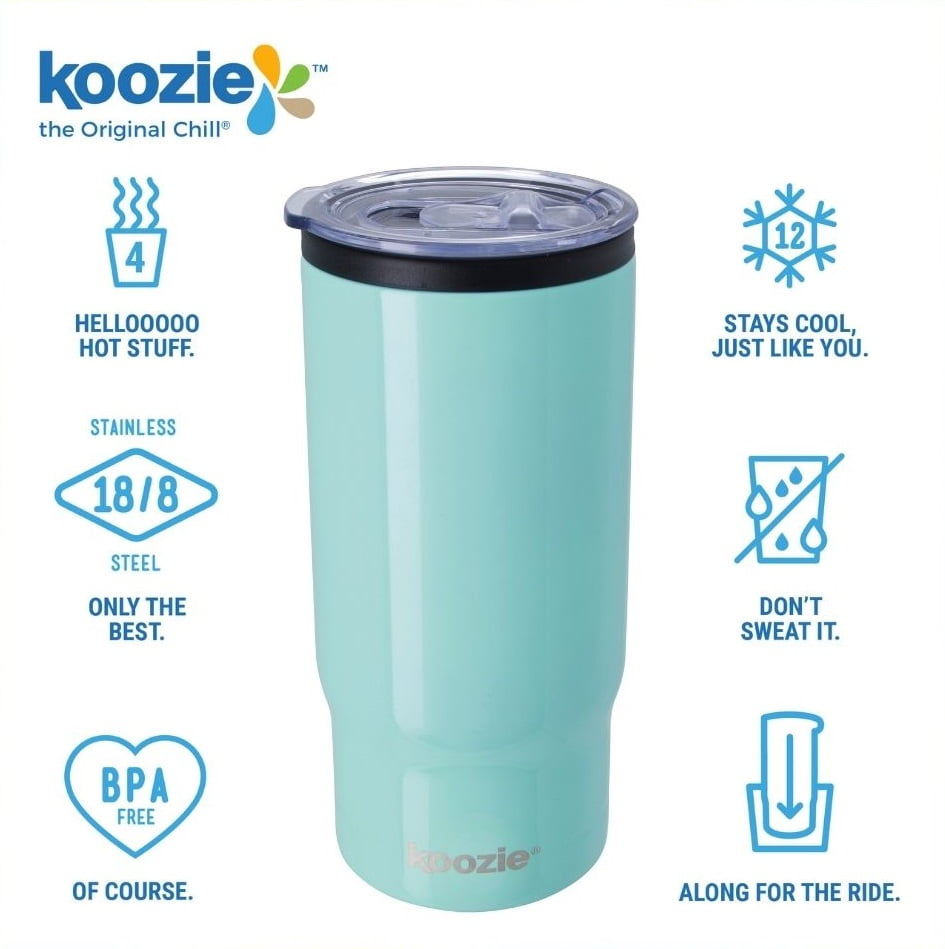Koozie Stainless Steel Triple 3-in-1 Can Cooler, Bottle or Tumbler with Lid for 16 oz Tall Boy Cans, Double Wall Vacuum Insulated for Hot and Cold