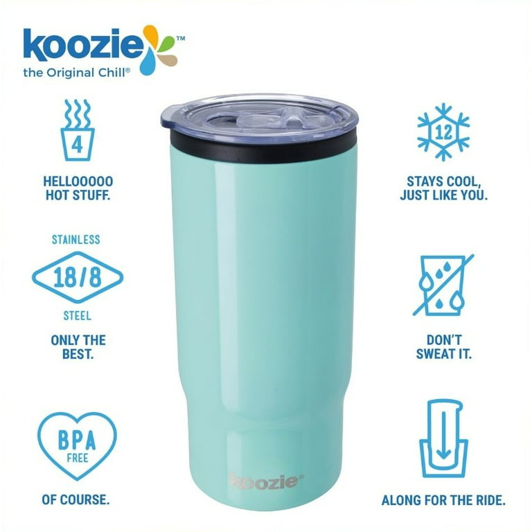 KOOZIE Slim Triple Can Cooler, Bottle or Tumbler with Lid for 12oz Tall  Skinny Cans - Stainless Steel Double Wall Vacuum Insulated Holder for White