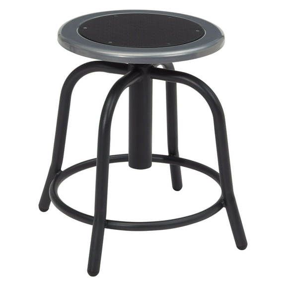 18" - 24" Height Adjustable Swivel Stool, Black Seat and Black Frame