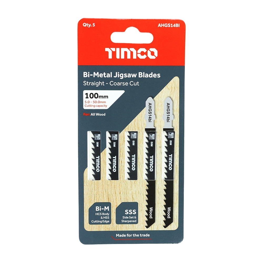 Timco - Jigsaw Blades - Wood Cutting - Bi-Metal Blades (Size T144DF - 5 Pieces)