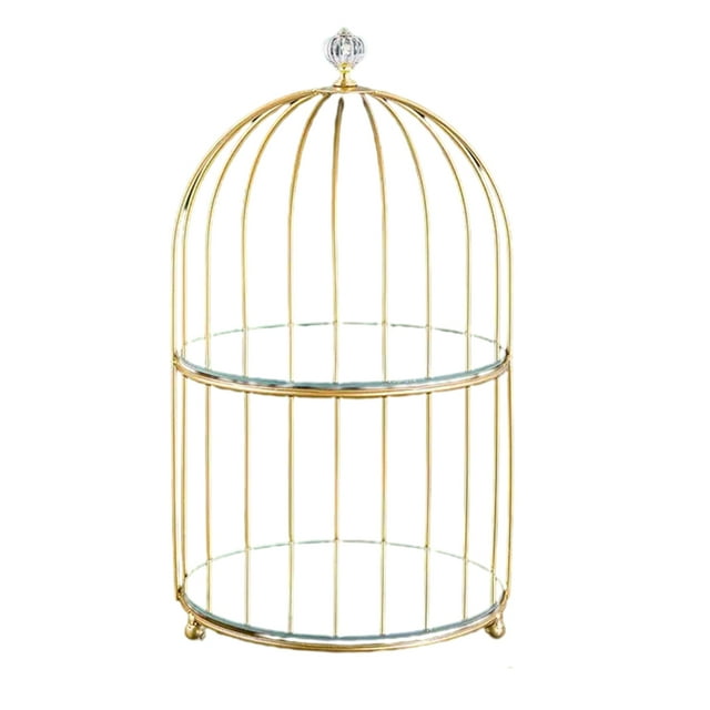 Bird cage makeup organizer storage shelf iron type container for desktop vanity 20x36cm