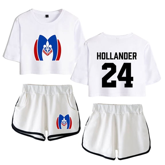 Heated Rivalry Hockey crop  tops Shane Hollander tshirt sets for women midriff-baring fitted crop sets gym sets streetwear short pants