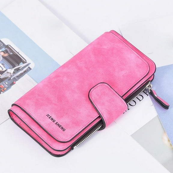 Fnyoxu Women's Wallet,Women's Frosted Women's Wallet Zipper Coin Purse Photo Card Holder Women's Long Wallet