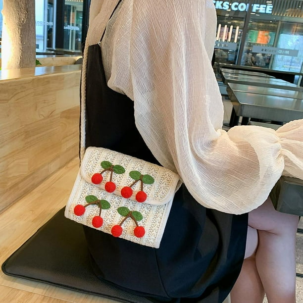 Jasmine Summer Cherry Straw Messenger Bags Women Handbags