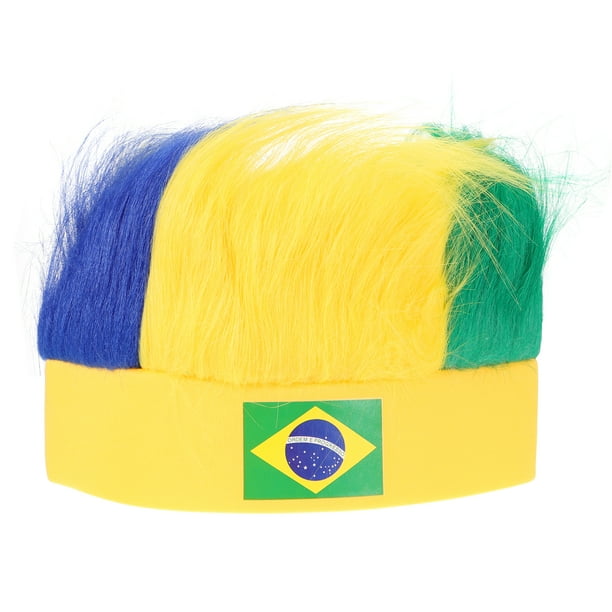 Peluca de fiesta sombrero de peluca transpirable gorra de fútbol elástico fanáticos del fútbol peluca gorra de peluca practical sombrero