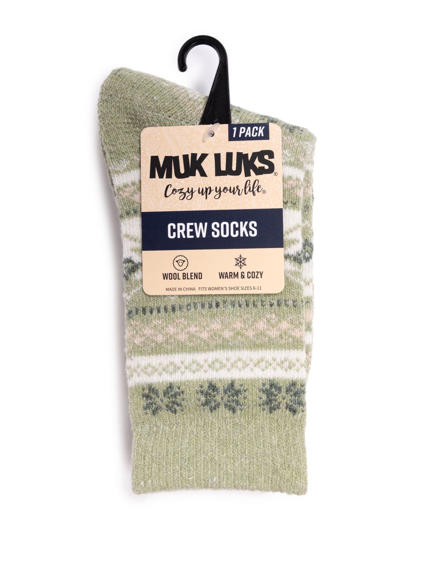 MUK LUKS Women's Wool Blend Crew Sock, 1-Pack, OSFM