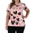 thumbnail image 5 of Valentine Day Nursing Scrubs Womens Short Sleeve Cute V Neck Plus Size Uniforms Love Heart Print Quick Dry Scrubs with Pockets Purple Pink XL, 5 of 5