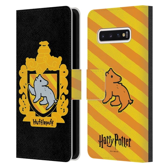 Head Case Designs Officially Licensed Harry Potter Deathly Hallows I Hufflepuff Crest Leather Book Wallet Case Cover Compatible with Samsung Galaxy S10