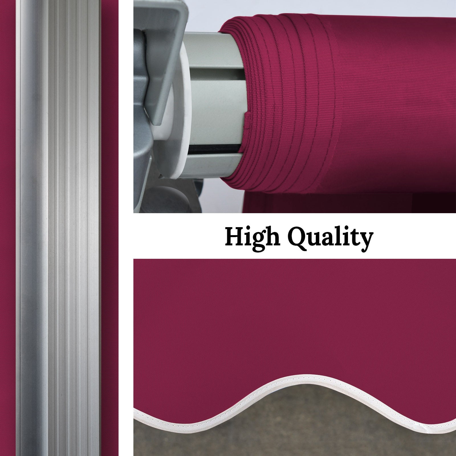 SUNNYOUTDOOR 20x10 FT Patio Awning Retractable Outdoor Sun Shade Manual Patio Deck Awning Heavy Duty Awning (Burgundy)