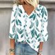 thumbnail image 1 of ICHUANYI Clearance Women's Fashion V-Neck Three Quarter 3/4Sleeve T Shirt AutumnBlouse Tops Sweatshirt(Sky Blue, L) ICHUANYI WER2023081112140, 1 of 5