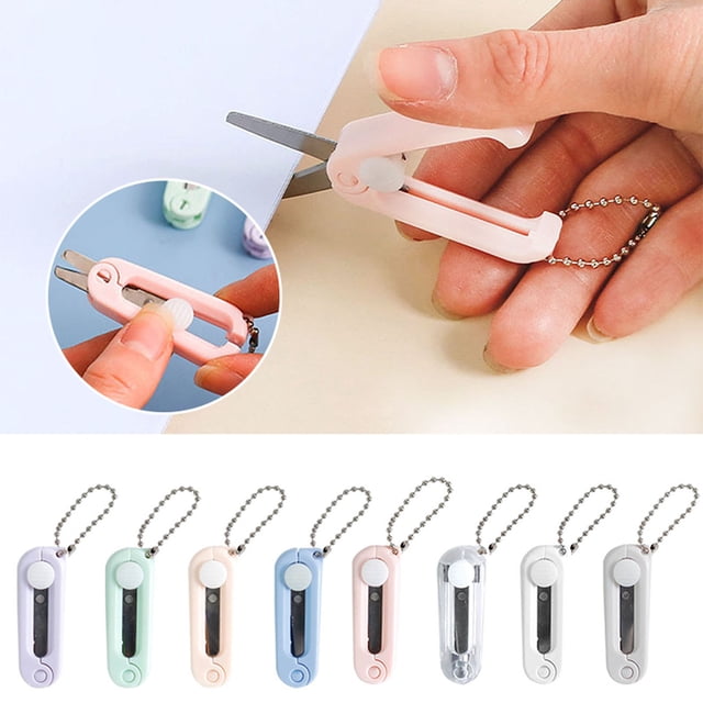 Jkkant Mini Folding Safety Scissors with Keychain, Portable Retractable Travel Scissors for Craft, First Aid, Office, & TSA Carry On Approved (Under 4" Blade)