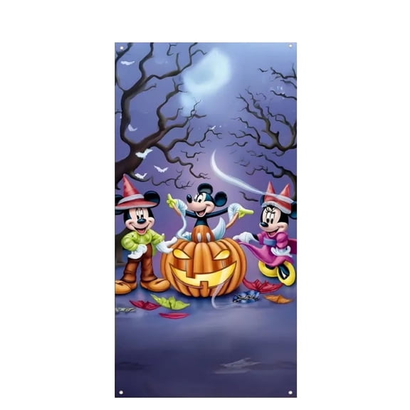 Halloween pumpkin ghost door cover decoration, 35*79 inch door curtain door cover banner photography background suitable for room dormitory indoor and outdoor decoration