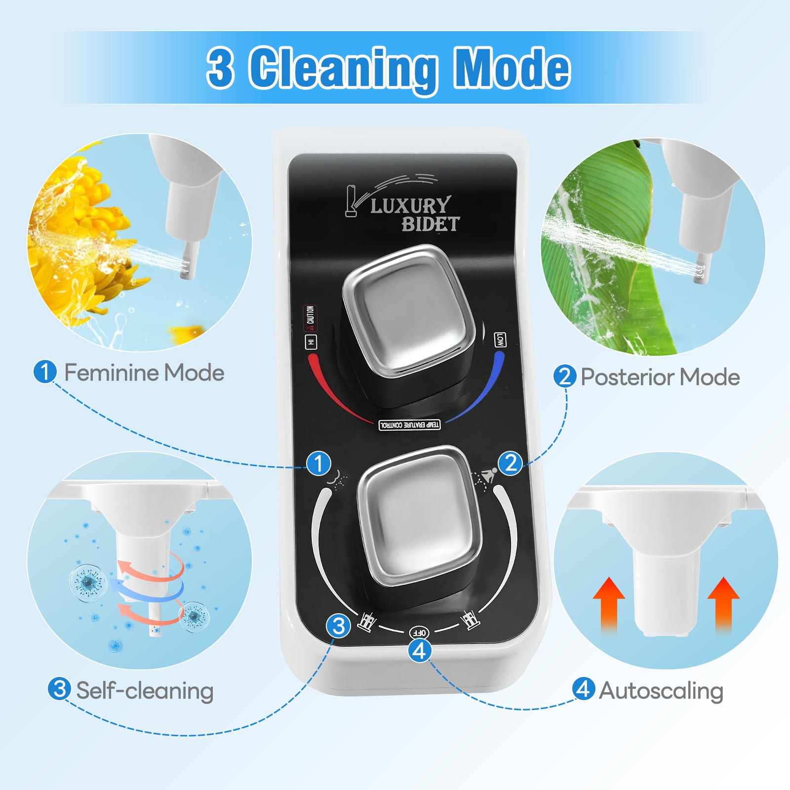 E-Greetshopping Bidet Attachment – Dual Nozzle with Hot & Cold Water, Rear and Feminine Wash, Includes Storage Hooks