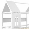 thumbnail image 4 of HICOMILA Full House Bed with Storage Drawers and Shelves, Solid Wood House Platform Bed Frame with Roof Design for Boys Girls, Wooden Twin Bed with Built-in Storage, Childlike Design, White, 4 of 11