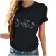 thumbnail image 4 of Tops de Cuello Alto para las Mujeres Amante Impreso Camiseta Cuello Redondo Manga Corta, Poliéster Spandex, 4 of 7