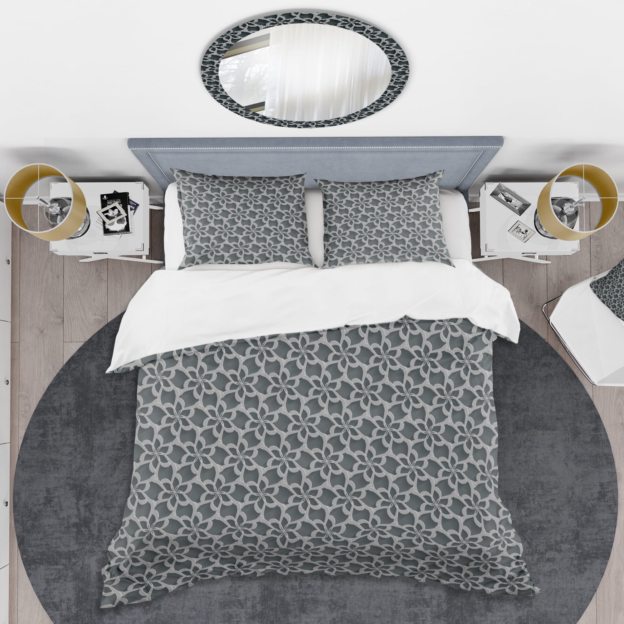 Designart 'Floral 3d Pattern Background.' Mid-Century Modern Duvet Cover Set