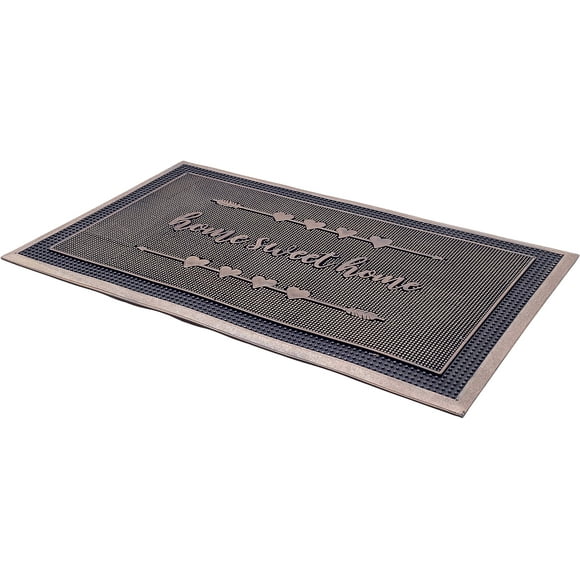 Fab Habitat Non Slip Doormat - Durable Thin - Natural Rubber - Entryway Front Door Porch Patio - Home Sweet Home Gold (18"" x 30"" Non-Slip)