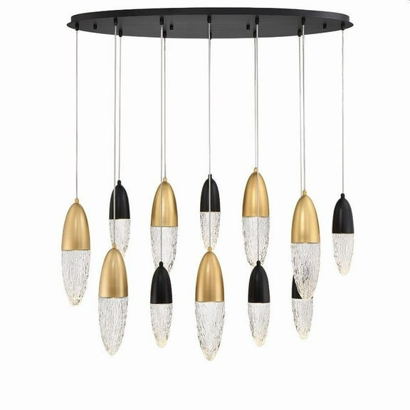 60W 12 Led Chandelier in Modern and Contemporary Style-16 inches Tall and 14 inches Wide-Mixed Black/Brass Finish Bailey Street Home 79-Bel-4636024