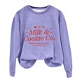 thumbnail image 2 of Gibobby Sudaderas para mujer navidad Mujer Otoño e Invierno Adecuado Navidad Estampado O Cuello Ajuste Tops Casual Manga Larga(Morado,G), 2 of 4